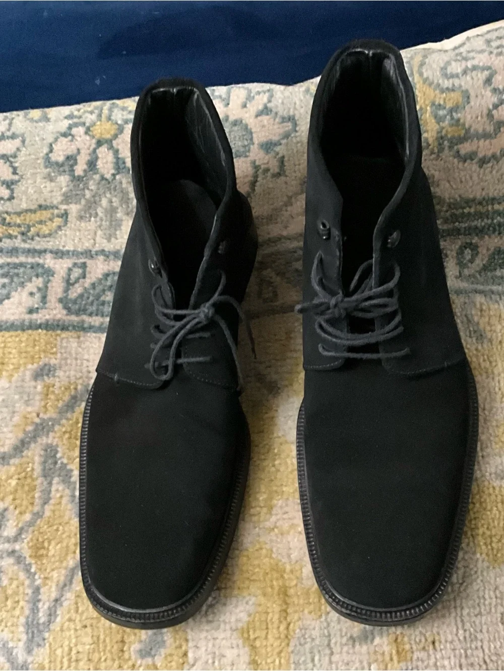 Men’s GUCCI black suede leather 5 eye lace up ankle boots 9 D
